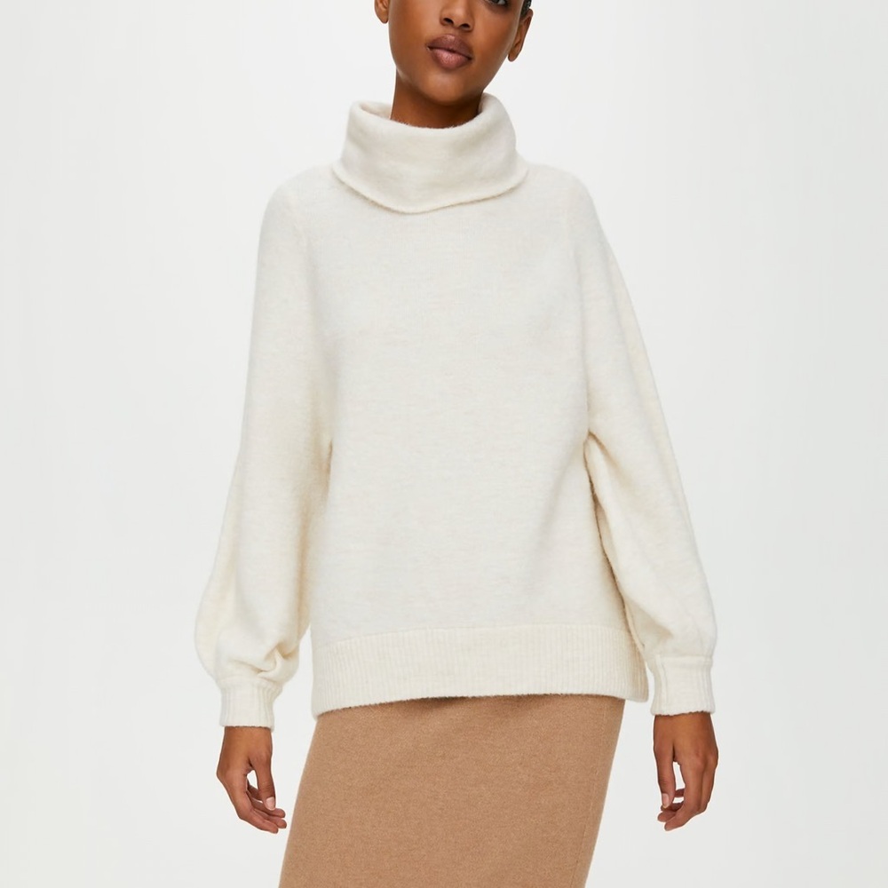 Aritzia Babaton Adichie Alpaca Wool Turtleneck Sweater Cream / Grey size XXSmall